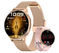 AIMIUVEI Smartwatch Donna Salute, ECG/HRV/BMI, Pressione Sanguigna, Oro | Orologio Piccolo con 1,32" AMOLED, Frequenza Cardiaca, SpO2, Sonno, Fisiologia Feminile, Micro-Check, 130+ Sport, Android iOS