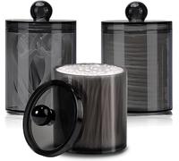 AIMIXUN 3 PCS Porta Cotton Fioc, Porta Dischetti Struccanti, Porta Dischetti Cotone per Bagno Canisti Bagno di Immagazzinaggio Contenitori di Immagazzinaggio Nero Trasparente