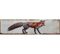 Aimlayton Targa in metallo con volpe, 10,2 x 40,6 cm, vintage, rustica, per foresta, cabina, casa, natura, decorazione
