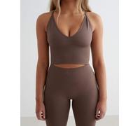 Aim'n - Brassière modellante senza cuciture marrone caffè macchiato incrociata sul retro 40