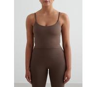 Aim'n - Canotta modellante color caffè macchiato senza cuciture con spalline sottili-Marrone 44