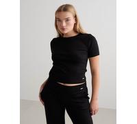 Aim'n - Ease - T-shirt a maniche corte nera a coste-Nero 44