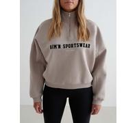 Aim'n - Felpa stile college con zip corta beige argilla scuro-Neutro 44