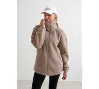 Aim'n - Giacca in pile borg color marrone argilla scuro con collo a imbuto e zip 38