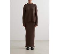 Aim'n - Gonna lunga in maglia a coste color macchiato-Marrone 40