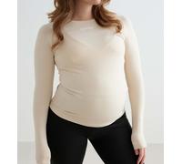 Aim'n - Maglietta premaman a maniche lunghe basic morbida beige caffellatte-Neutro 46