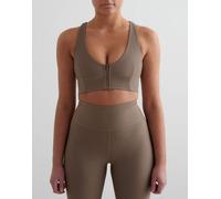 Aim'n - Nougat - Reggiseno tecnico con zip a coste marrone torrone 42