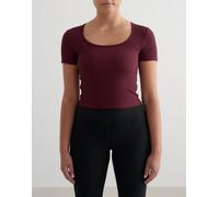 Aim'n - T-shirt a maniche corte tecnica color ciliegia a coste-Rosso 40