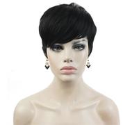 Aimole parrucca sintetica corta da 6 pollici Drakest Brown liscia resistente al calore parrucca per feste senza cappuccio (2-marrone piÃ¹ scuro)