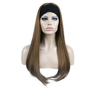 Aimole Parrucche lunghe e dritte da donna a 3/4, capelli sintetici con fascia nera (#12-Lt rossastro marrone dorato)