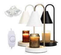 Aimoptg Candle Warmer Lamp,Electric Candle Warmer with Dimmable Light,Scented Wax Melter,No Smoke,Compatible with Various Jar,with 2 Light Bulbs,Home Decor-White
