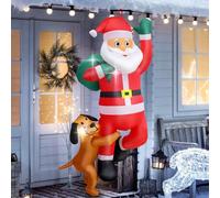 Aimosen 180CM Babbo Natale Gonfiabile con Cane e Luci LED, Decorazione Natalizia con Materiale di Fissaggio Incluso Decorazione Natalizia a Forma di Babbo Natale Esterno e Interno