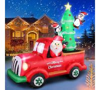 Aimosen 210CM Babbo Natale Gonfiabile con Veicoli, Gonfiabili Natalizi Decorazione, IP44 Impermeabile Esterno Interna Decorazioni per Feste di Natale, Giardino, Cortile, Soggiorno, Balcone, Prato