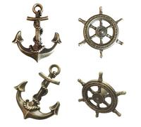 Aimoye Pomelli per mobili da cucina in bronzo anticato, timone a forma di ancora, oro spazzolato antico, decorazione per la casa a tema nautico