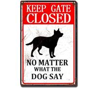 AimQurt Cartello in latta con scritta in lingua inglese "Warning Cow Outdoor Keep The Gate Closed No Matter What The Dogs Says", cartello di avvertimento divertente cartello di avvertimento fattoria