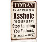 AimQurt Divertente targa in metallo con scritta "Today I'm Not Gonna Be An I'M Gonna Be Nice It Could Happen", decorazione da parete per casa, ufficio, fattoria, bar, garage, bar, 14 x 20 cm, stile 9