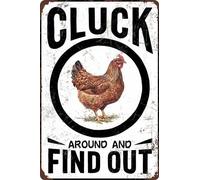 AimQurt Divertente targa vintage in metallo con gallina e scopri fuori per la decorazione della casa, accessori per la porta della stanza, poster regali fattoria pollaio cucina giardino decorazione
