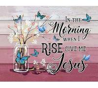 AimQurt In The Morning When I Rise Give Me Jesus Targa in metallo da parete in metallo pittura in ferro per interni ed esterni, decorazione per la casa, accessori per porta della stanza, poster regalo