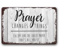 AimQurt Prayer Changes Things Except For The Toilet Paper That's All You, targa in metallo divertente per bagno vintage decorazione da parete per casa bar bar 20,3 cm x 30,5 cm