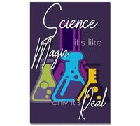 AimQurt Science is Like Magic Only Real Tin Sign Metal Wall Art Iron Painting for Home Decor Room Door Accessories poster Gifts Cafes Bar Club Office Store 14,9 x 20,3 cm
