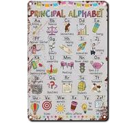 AimQurt Targa in latta con immagine dell'alfabeto principale ABC Wall Art School Alphabet decorazione da parete decorazione da parete decorazione da parete arte retrò toilette bar casa caffè poster
