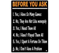 AimQurt Targa in metallo con scritta "Before You Ask Yes or No I Have So Many Games", divertente cartello in metallo con scritta "Yes or No", per casa, ufficio, bar, pub, uomo, grotta, targa