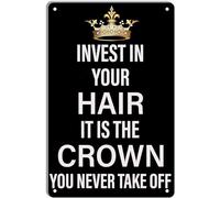 AimQurt Targa in metallo con scritta in inglese "Invest In Your Hair It Is The Crown You Never Take Off", stile 4, stile 4
