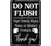 AimQurt Targa in metallo con scritta in lingua inglese "Bathroom Do Not Flush", rustica, decorazione per bagno, tovaglioli, salviette, fazzoletti o prodotti sanitari, poster artistico da parete per