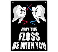 AimQurt Targa in metallo con scritta in lingua inglese "May The Floss Be with You", divertente targa decorativa da parete per casa, ufficio, ristoranti, camera da letto, uomo, 14 x 20 cm, stile-3