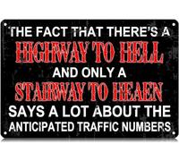 AimQurt Targa in metallo con scritta in lingua inglese "The Fact That There's A Highway to Hell", divertente, vintage, decorazione artistica da parete, poster in ferro per casa, casa, bar, caffetteria