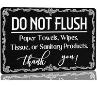 AimQurt Targa in metallo con scritta "Please Do Not Flush" per bagno, asciugamani, salviette, fazzoletti o prodotti sanitari, decorazione da parete per la casa, stile 1, stile 1