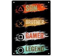 AimQurt Targa in metallo con scritta "Son Brother Gamer Legend", poster per casa, ufficio, garage, camera da letto, bar, pub, grotta, 30,5 x 40,6 cm, stile-1