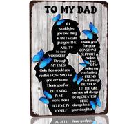 AimQurt Targa in metallo per la festa del papà con scritta in inglese "Father's Day To My Dad", regalo di compleanno per la figlia, con scritta in inglese "If I could give you one thing in life