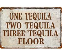 AimQurt Targa in metallo retrò con una tequila, due tequila, tre tequila, cartello da pavimento divertente per casa, grotta, garage, bar, decorazione da parete, poster, idea regalo, 14 x 20 cm, stile
