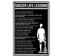 AimQurt Targa in metallo vintage con lezioni di calcio, con scritta in inglese "You Play How You Practice", decorazione artistica da parete motivazionale, per casa, cucina, bar, pub, caffetteria