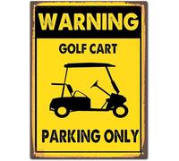 AimQurt Targa in metallo vintage con scritta in lingua inglese "Warning Golf Cart Parking Only", decorazione da parete, decorazione per pub, decorazione per la casa, poster, idea regalo, 14 x 20 cm