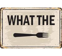 AimQurt Targa in metallo vintage con scritta in lingua inglese "What the Fork", divertente poster decorativo da parete per casa, fattoria, cucina, sala da pranzo, negozio, regalo divertente, 14 x 20