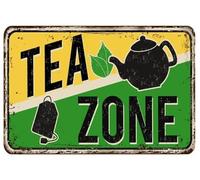 AimQurt Tea zone cafe Targa vintage in metallo da parete in metallo pittura in ferro per interni ed esterni, decorazione per la casa, accessori per porta della stanza, poster, regali, uomo, grotta