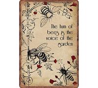 AimQurt The Hum of Bees is Voice of The Garden Targa in metallo da parete in metallo pittura in ferro per decorazione esterna per la casa accessori per porte della stanza poster regali bar club