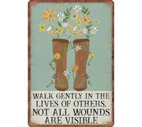 AimQurt Walk Gently In The Lives Of Others Targa in metallo da parete in metallo pittura in ferro per interni ed esterni, decorazione per la casa, accessori per porta della stanza, poster, regali, bar