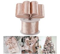 AIMUDI Nastro natalizio in velluto color oro rosa, 6,3 cm, per alberi, ghirlande, festoni, confezioni regalo, ghirlande, decorazioni natalizie, decorazioni per decorazioni natalizie, 9,1 m