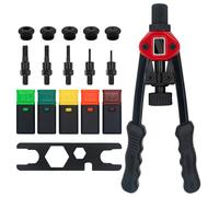 AIMUNOK Kit di utensili per rivetti da 35,5 cm con 5 mandrini metrici, rivettatrice manuale professionale