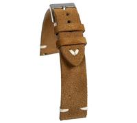 AIMVALUE Cinturino orologio scamosciato marrone in pelle scamosciata 18mm 20mm 22mm 24mm da uomo marroncino con cuciture bianche esercito vintage cammello scamosciato a sgancio rapido