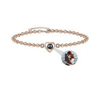 Aina Lighting Braccialetto di proiezione di Foto Personalizzato Braccialetto di Ti Amo 100 Lingue Regalo di Gioielli commemorativi in Argento Sterling 925 con Cuore per Le Donne