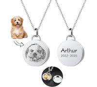 Aina Lighting Collana con medaglione personalizzato in pelliccia di animale domestico, con foto ritratto e perdita di nome di cane e gatto, gioiello regalo per donne e uomini, 45cm, acciaio inox