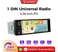 Ainavi IPS 6.36 pollici 1Din Wireless Carplay Android Auto Autoradio Video multimediale Lettore MP5 Touch Screen Autoradio universale