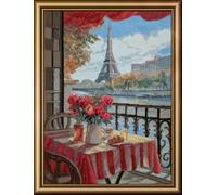 Aine - Parigi soleggiata A1013, Punto croce 40x40, Punto croce kit da ricamare, Disegni da ricamare, Embroidery kit, Kit ricamo punto croce