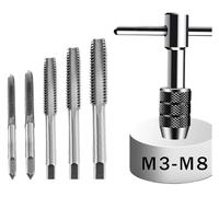ainih Chiave a cricchetto regolabile con impugnatura a T con 5 pezzi di filettatura for vite a macchina da 3 mm a 8 mm, tappo metrico, maschio a forma di T