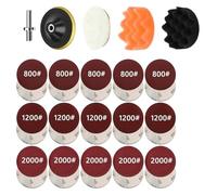 ainih Kit di riparazione e restauro fari Disco lucidante for auto 3 pollici 75 mm Spugna for ceratura auto Tampone abrasivo con carta vetrata for la cura dei dettagli dell'auto