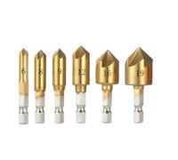 ainih Set di punte for trapano svasatore ad alta velocità in titanio, smusso, fresa fori conici esagonali da 1/4" legno e metallo utensile sbavatura smussatura